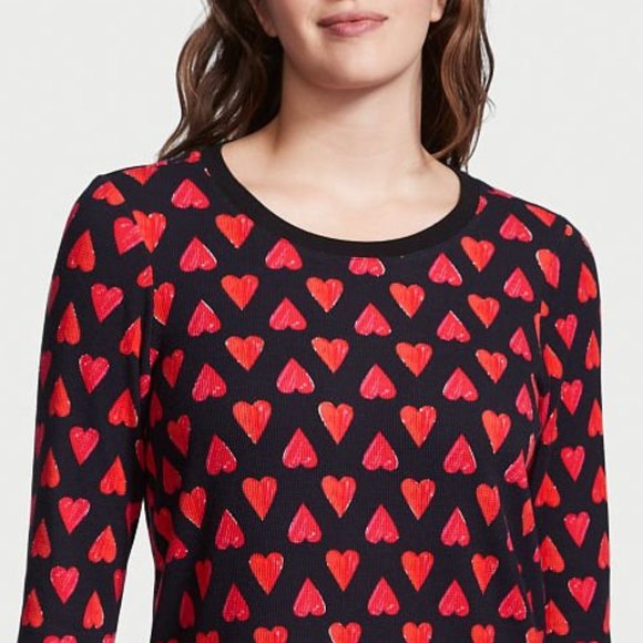 Hearts ❤️ VS XL Thermal Sleepshirt Black Heart Perfect for Valentine’s Day NWT - Picture 6 of 15